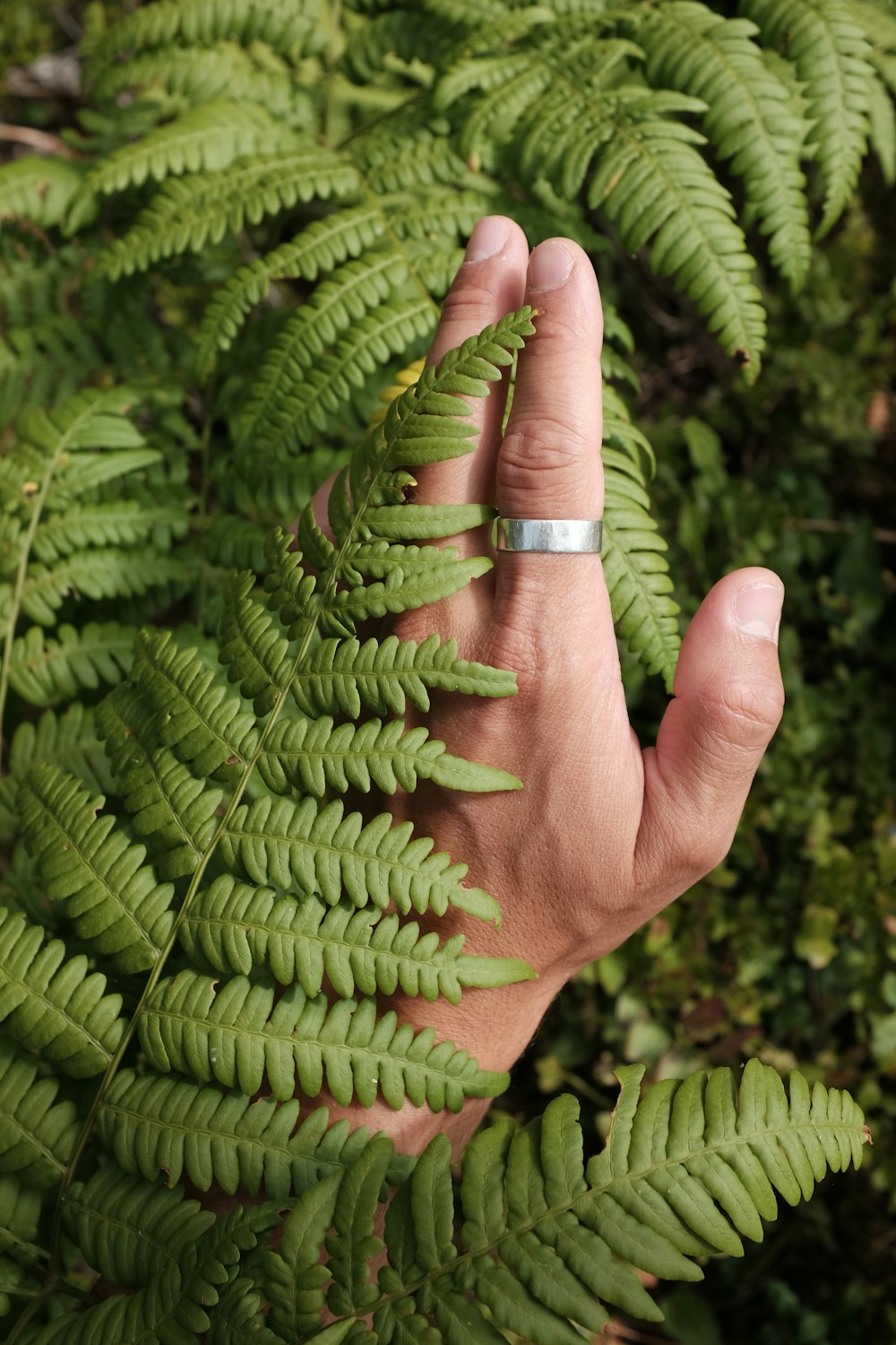 die Hand einer Person mit einem Ring daran