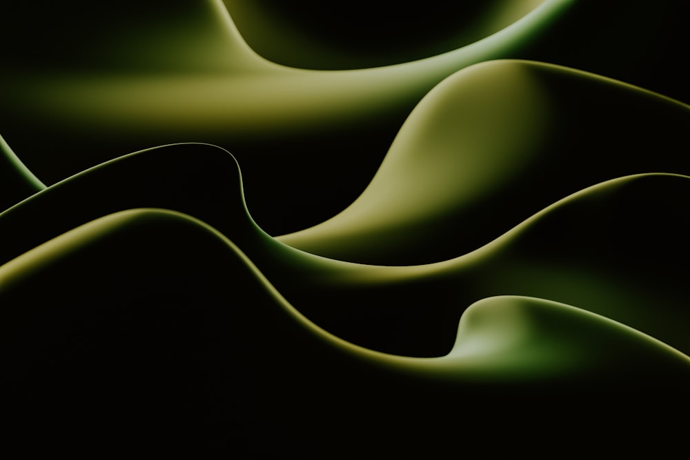 a black and green abstract background with wavy lines