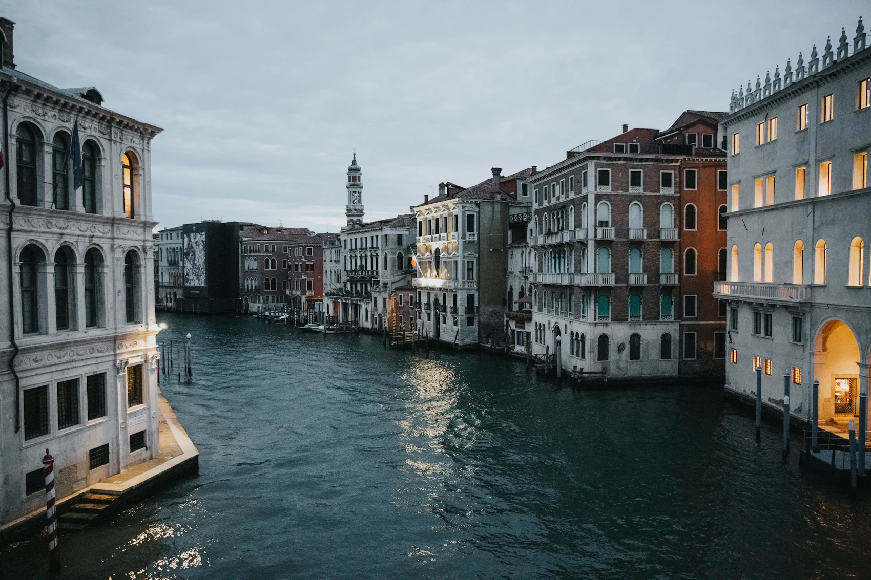 The Grand Canal seen from Rialto Bridge in the soft light of dawn
