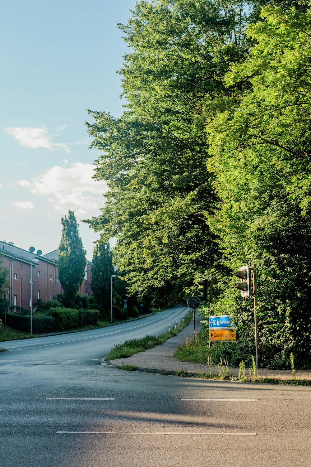 a street corner with a street sign and a building in the background