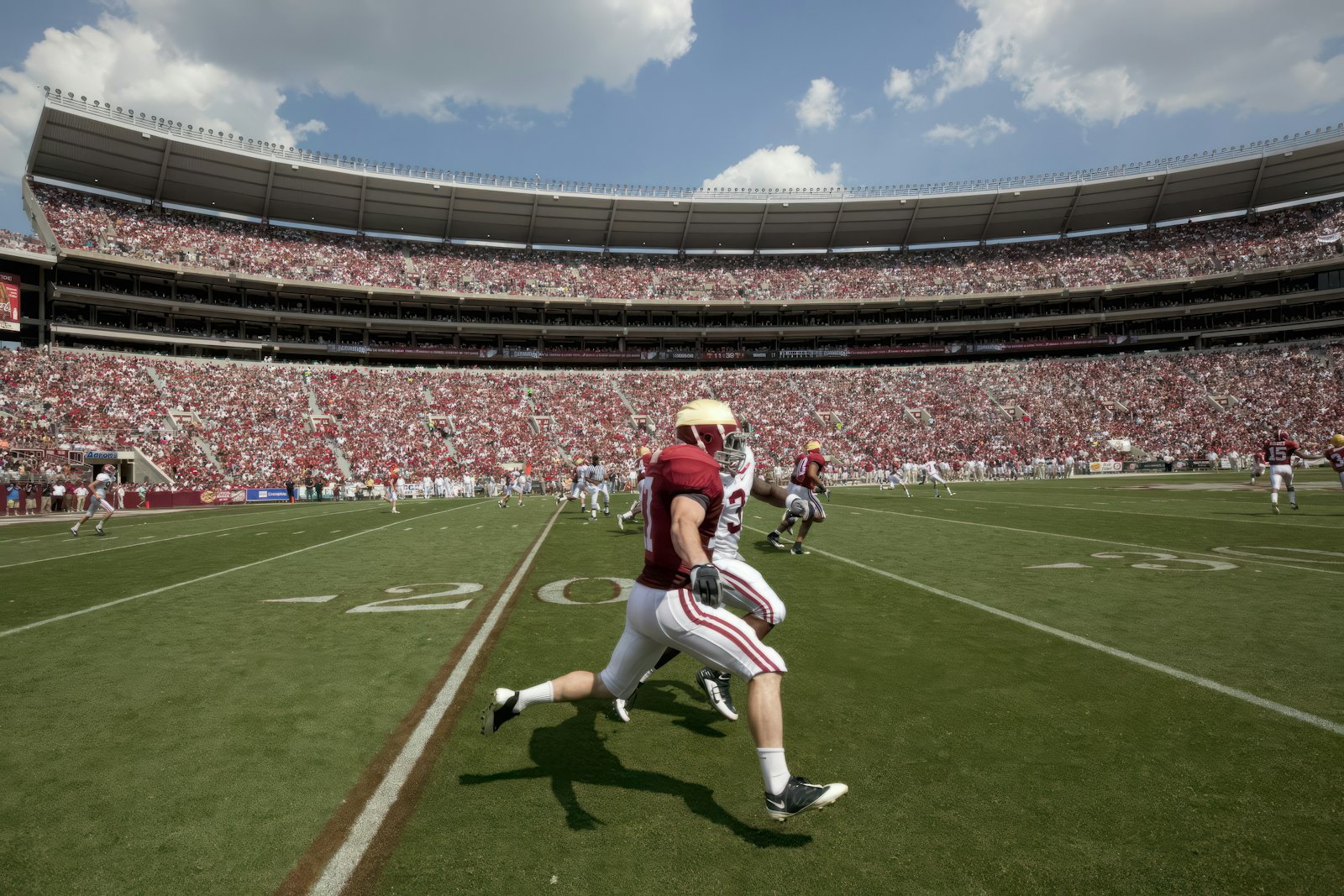 Alabama Crimson Tide football game in front of a packed crowd at Bryant-Denny Stadium