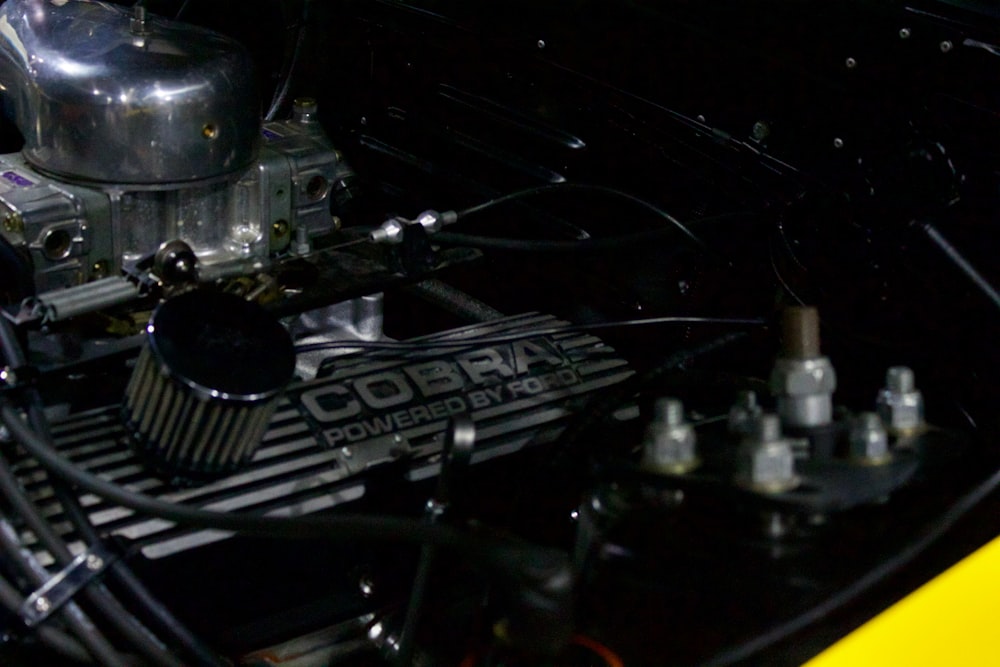 a close up of the engine of a car