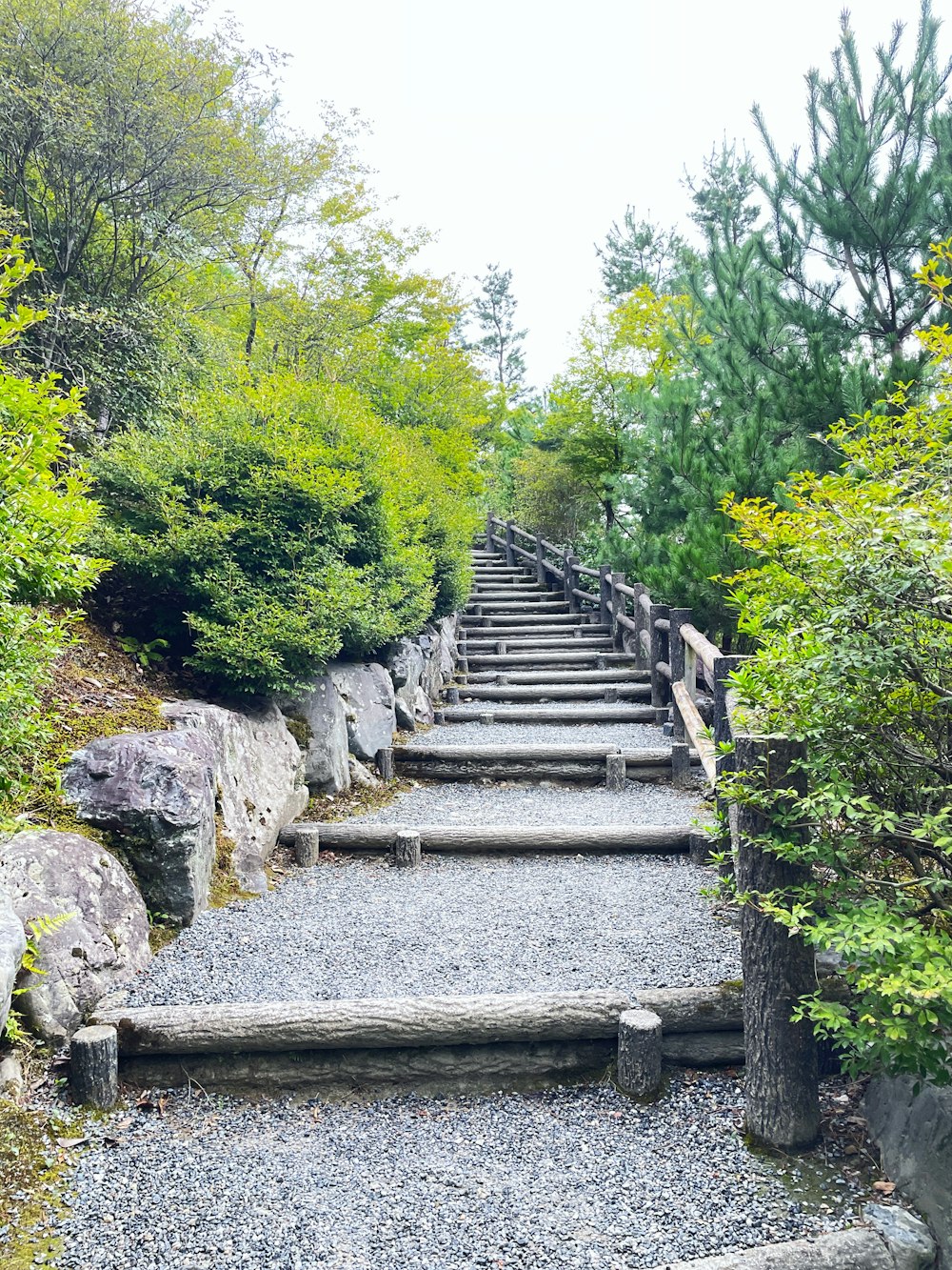 a set of stone steps leading up to the top of a hill