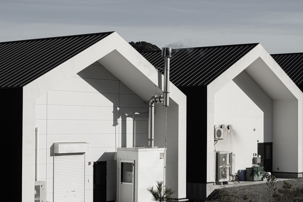 a black and white photo of a row of houses