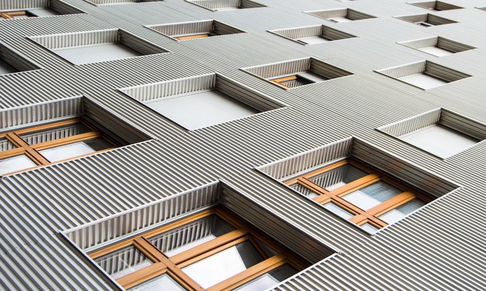 a close up of a building with many windows