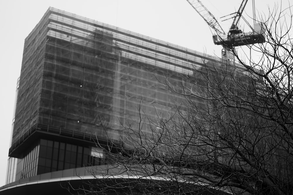 a crane that is standing on top of a building