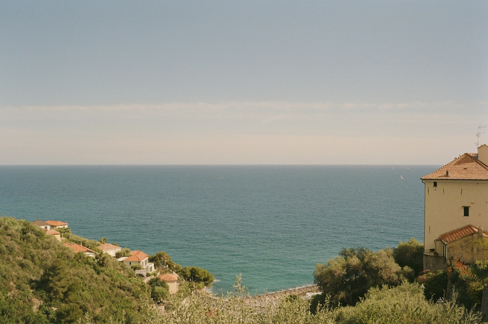 a view of a body of water from a hill