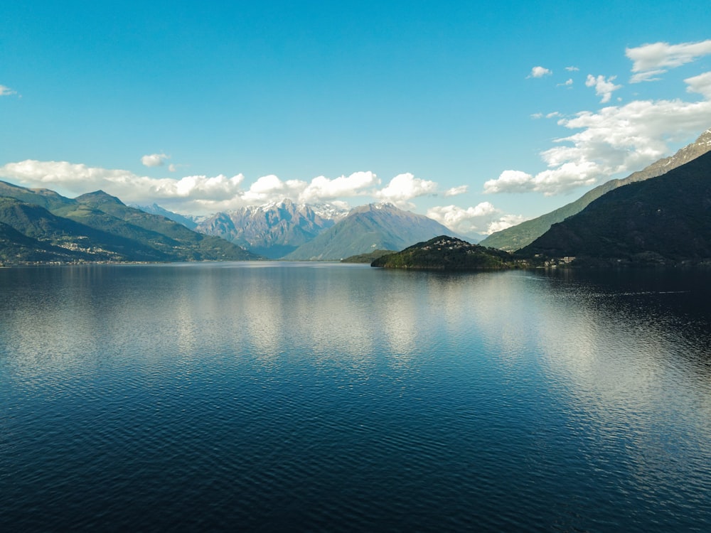 a large body of water surrounded by mountains