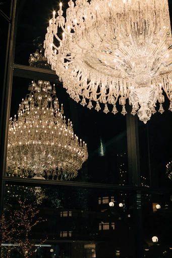 a large chandelier hanging from the ceiling of a building