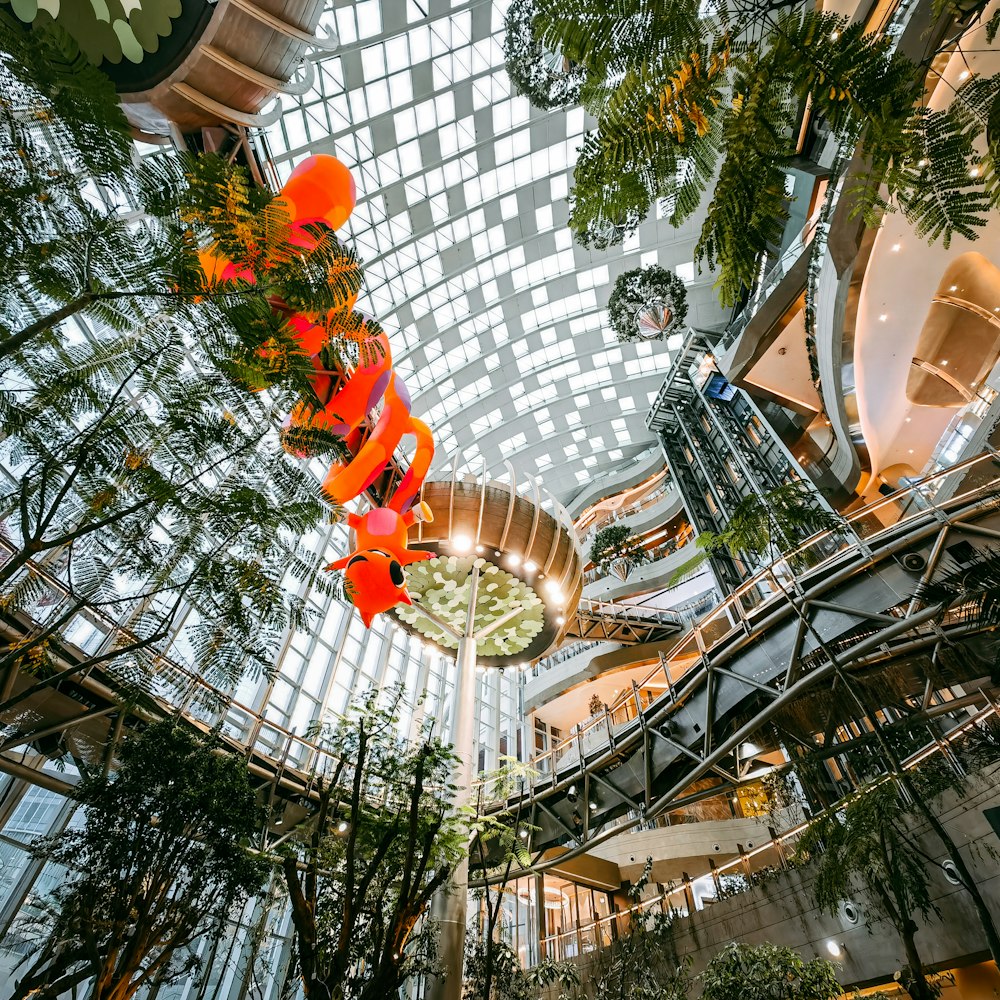 a large atrium with a lot of plants
