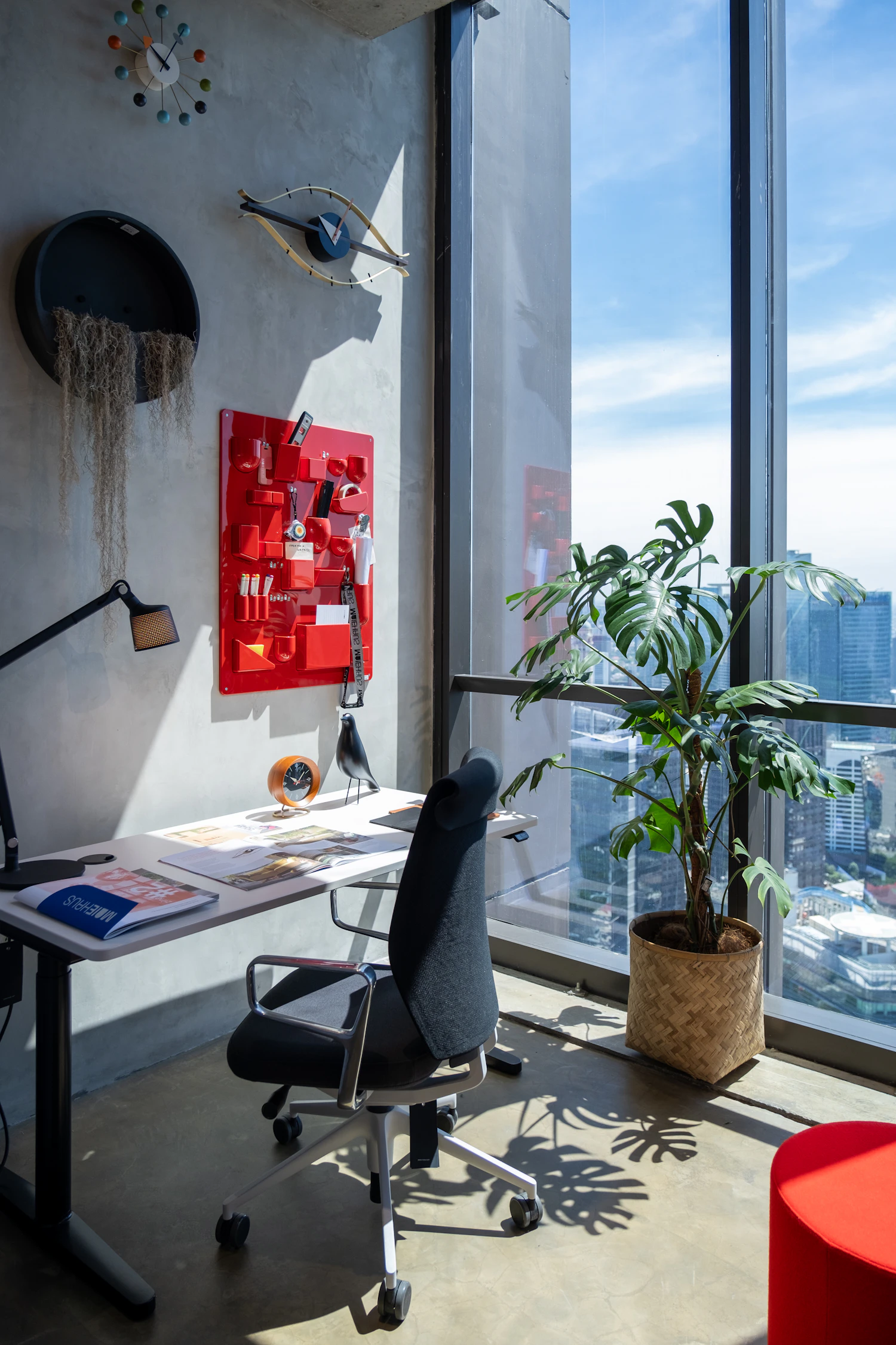 Bright modern office workspace with an office chair and desk