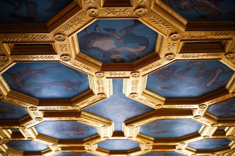 a close up of a ceiling in a building