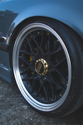 a close up of a tire on a car