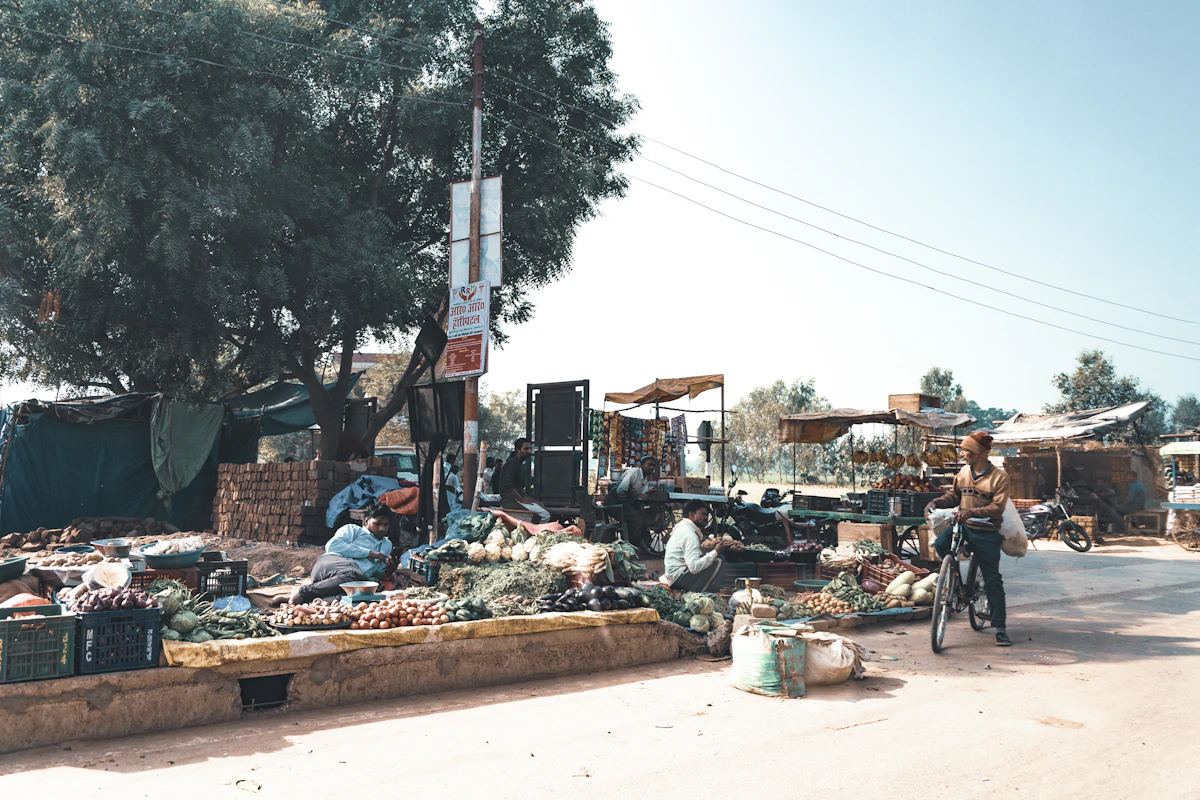 Bustling street market scene in Kanpur, Uttar Pradesh