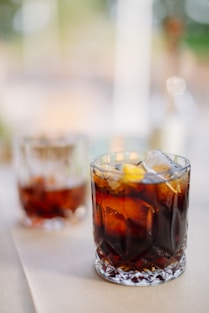 a close up of a drink on a table