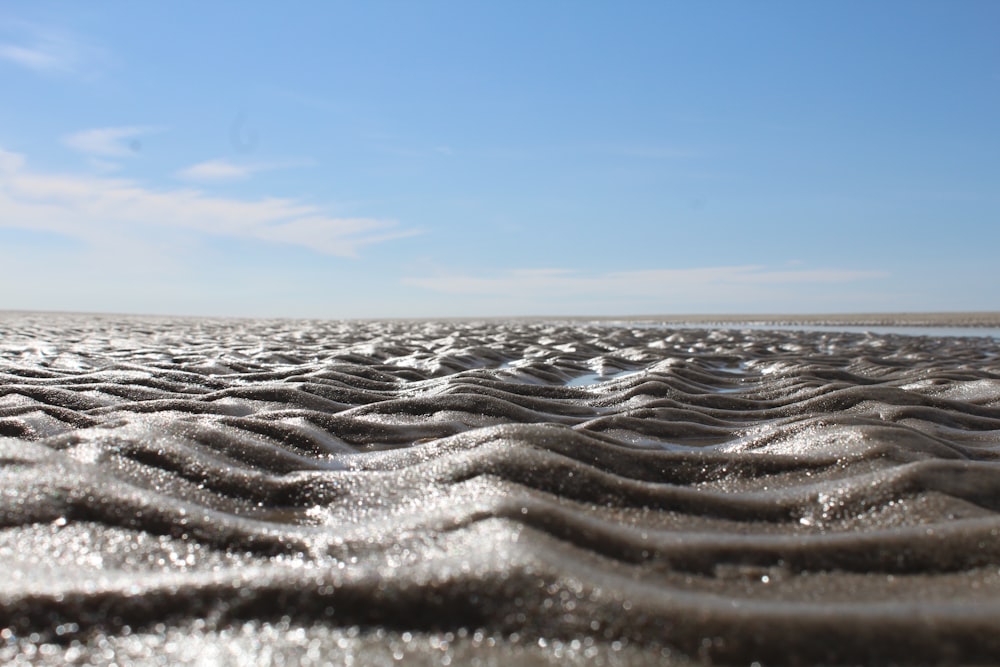 a view of a beach from the sand