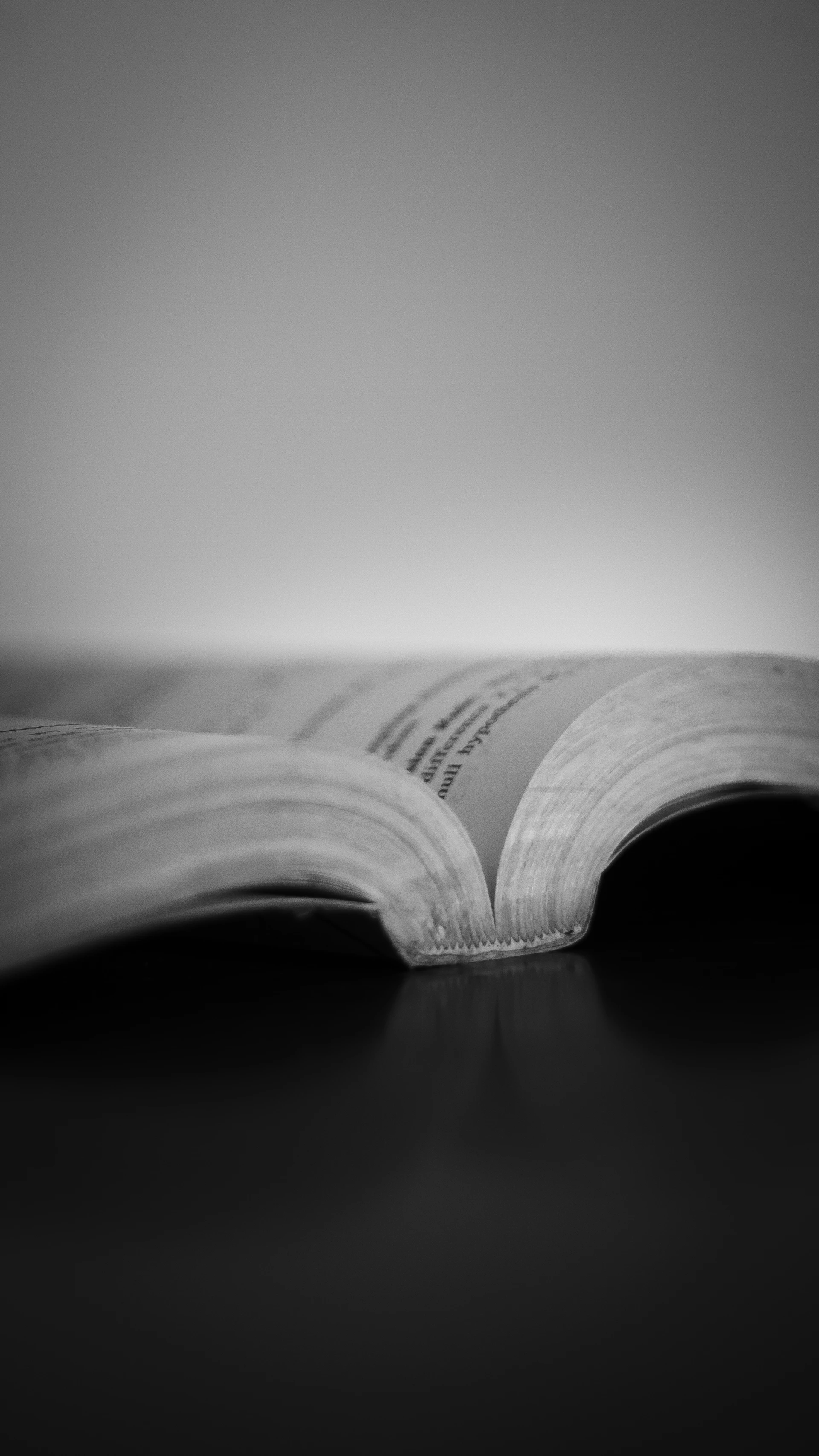 a black and white photo of an open book