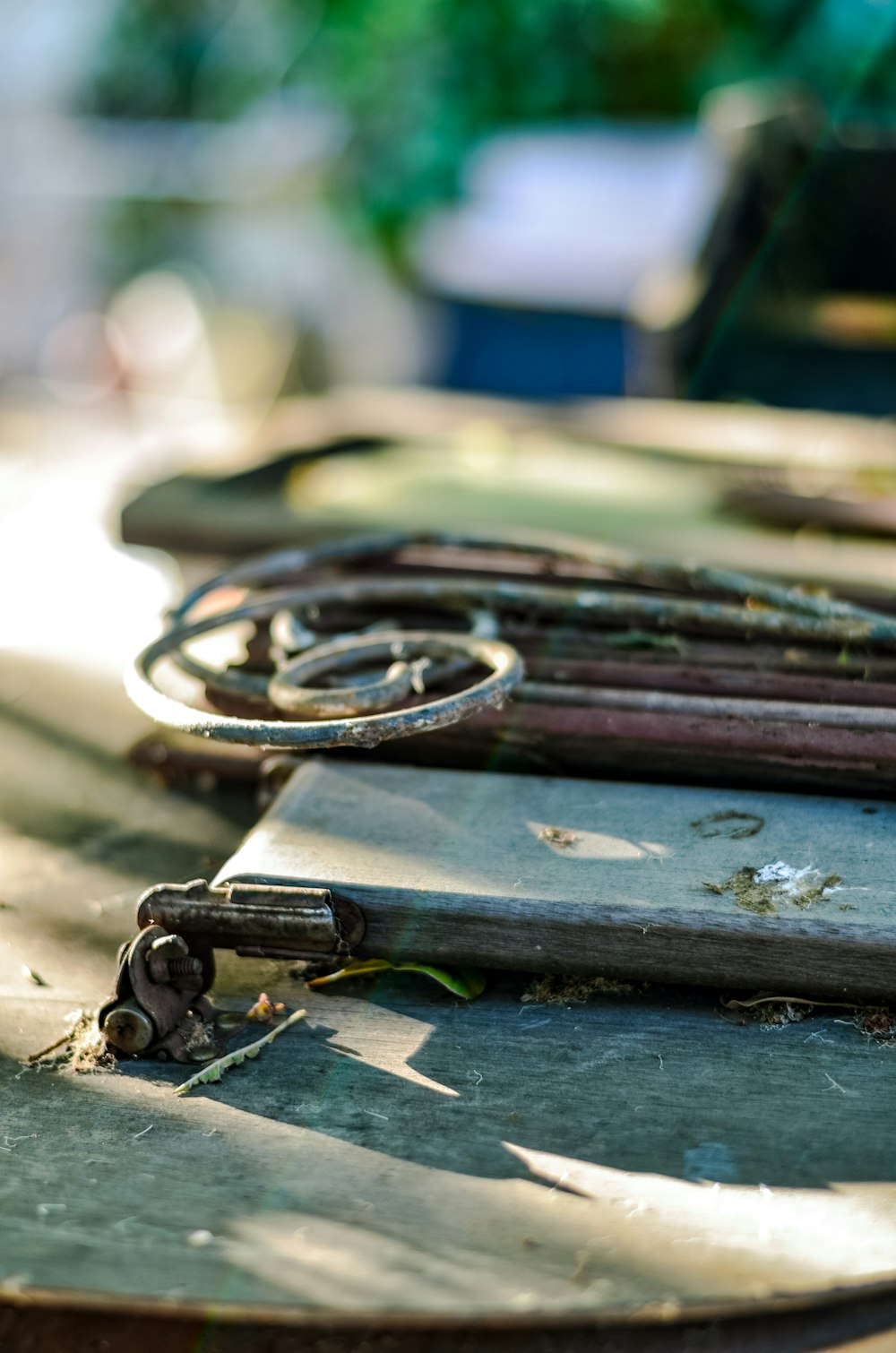 a close up of a metal object on a table