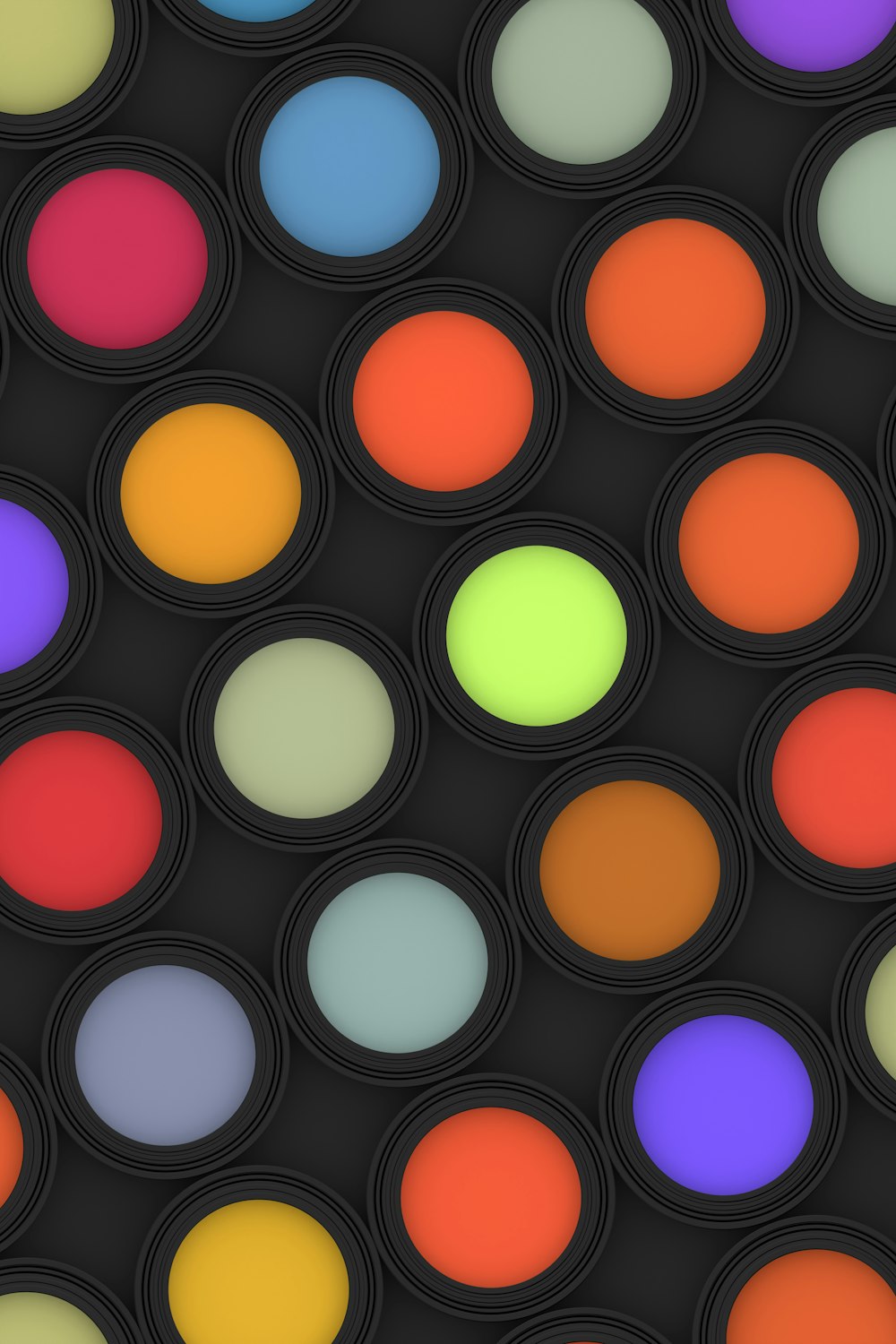 a group of multicolored circles on a black background