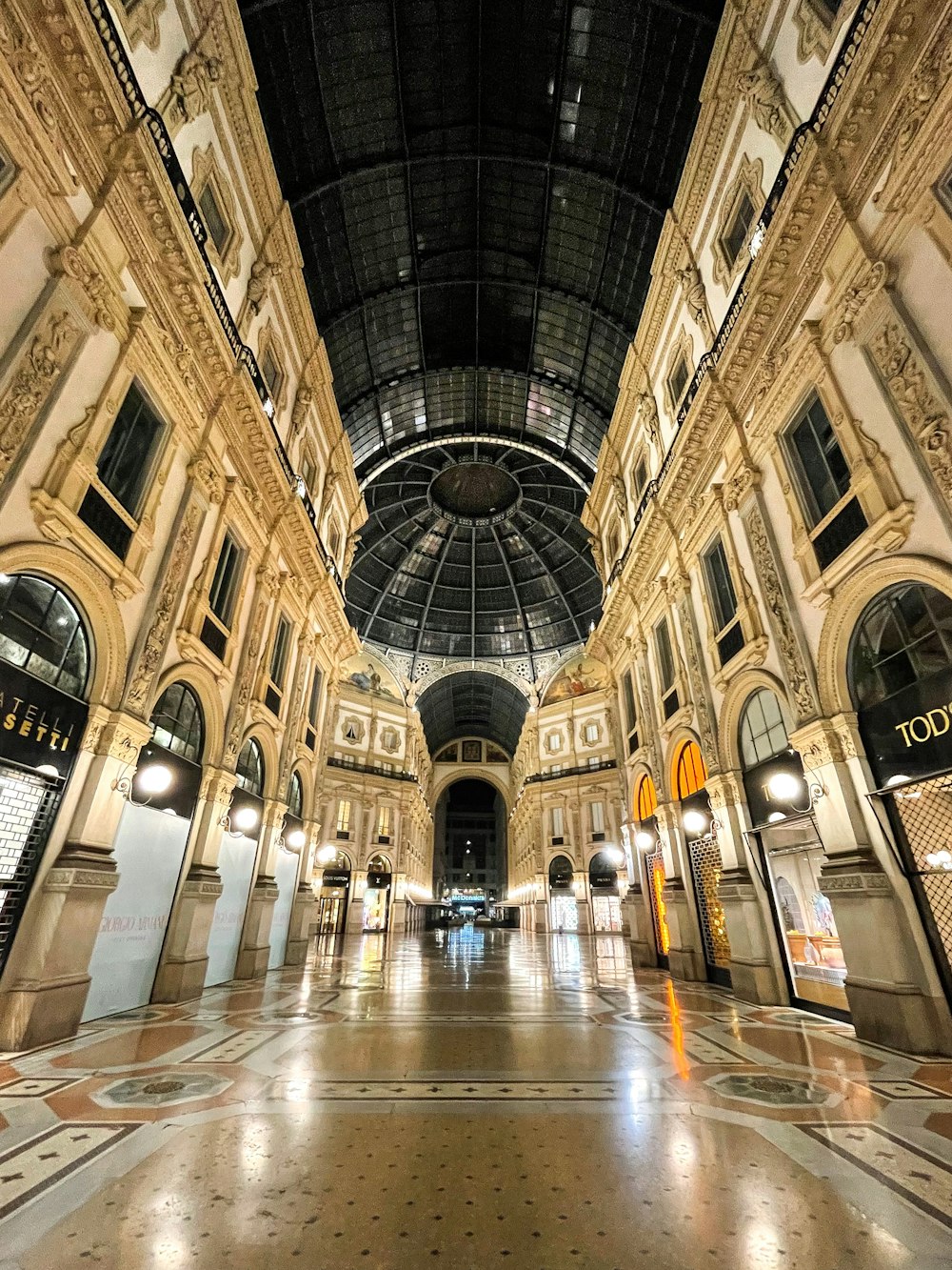 the inside of a building with a domed ceiling