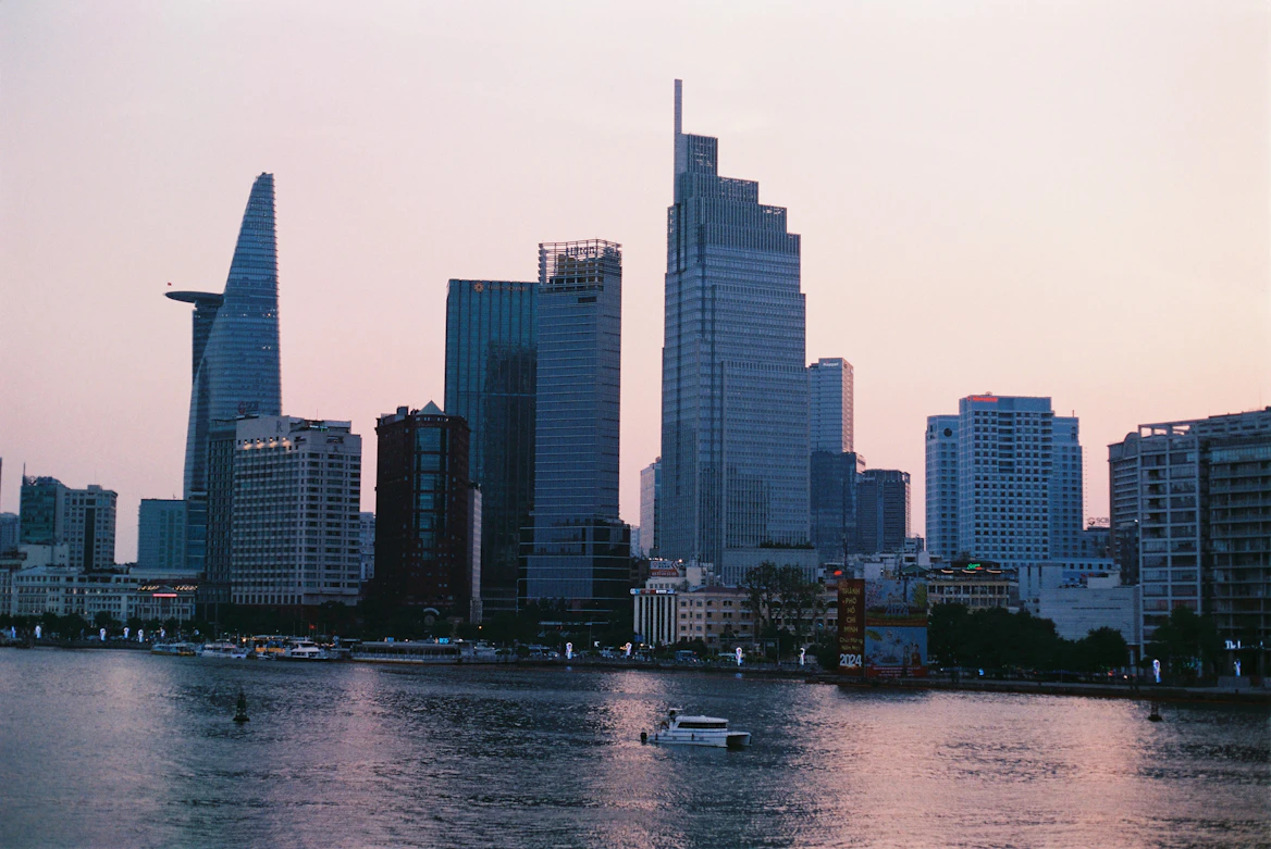 A quiet sunset perspective of the Saigon River