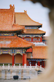 a view of a chinese building from across the street