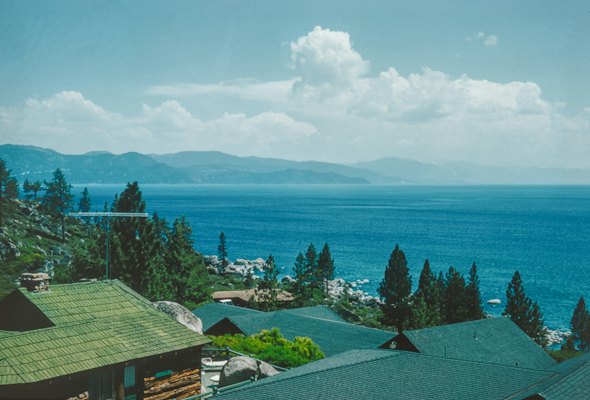 A view of a body of water from a hill — Lake Tahoe, United States