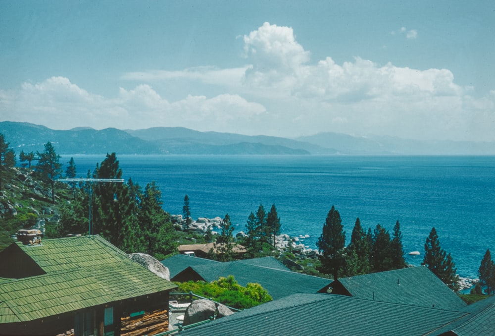 a view of a body of water from a hill