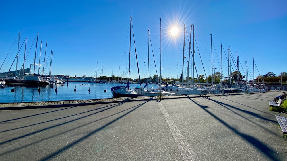 a bunch of boats that are sitting in the water