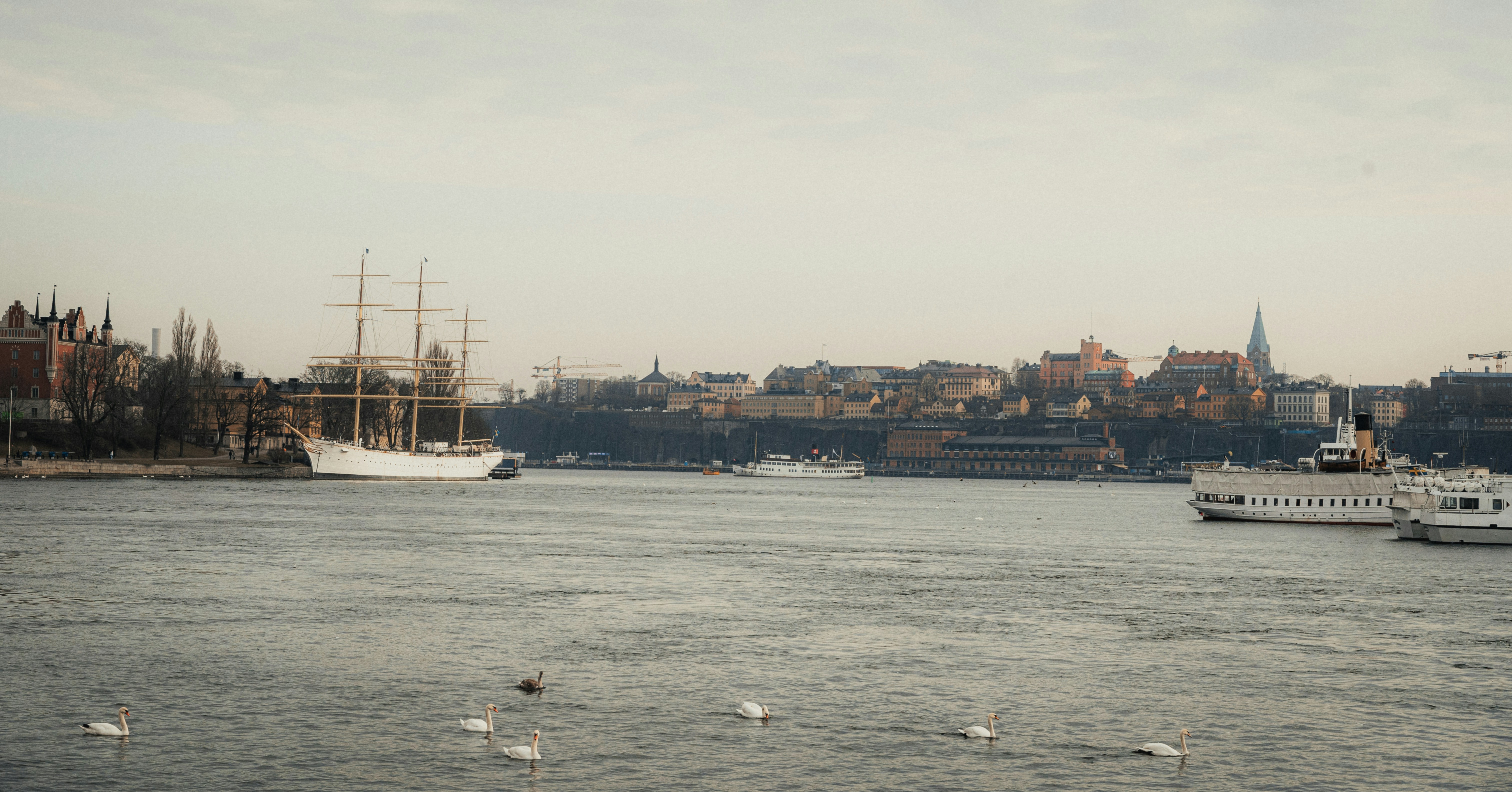 a large boat in a large body of water