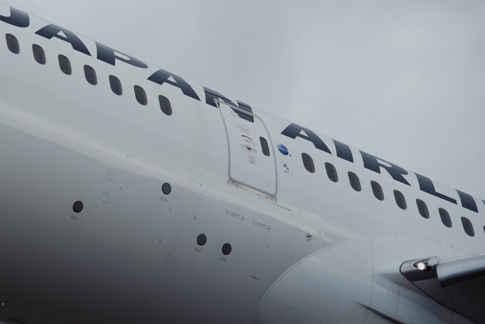 a close up of the side of an airplane