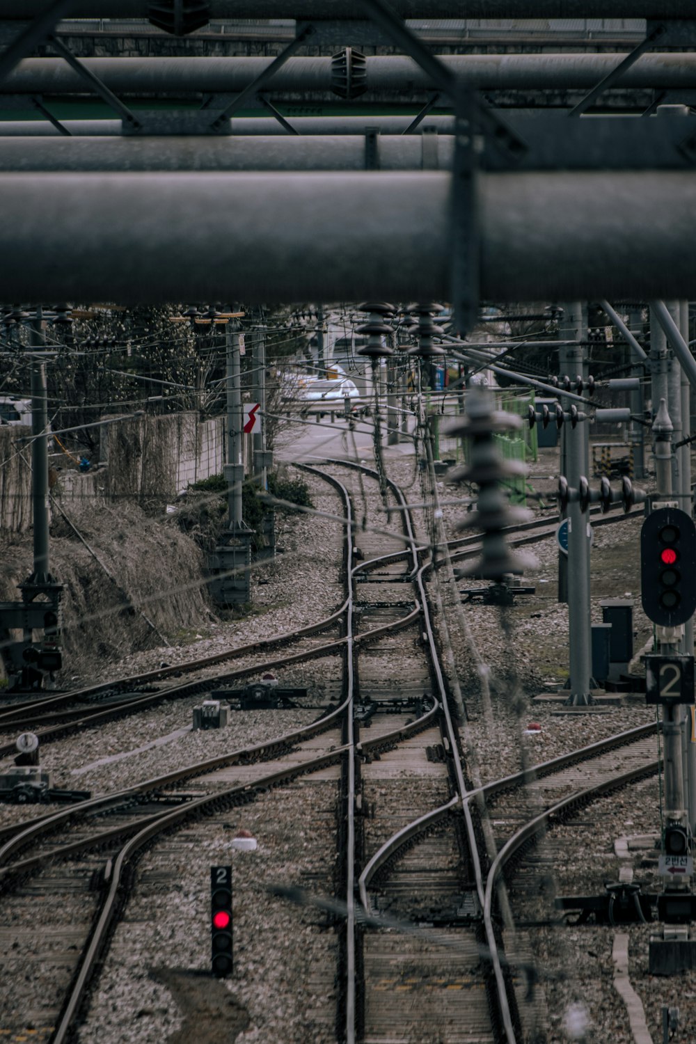 a view of a train track from above