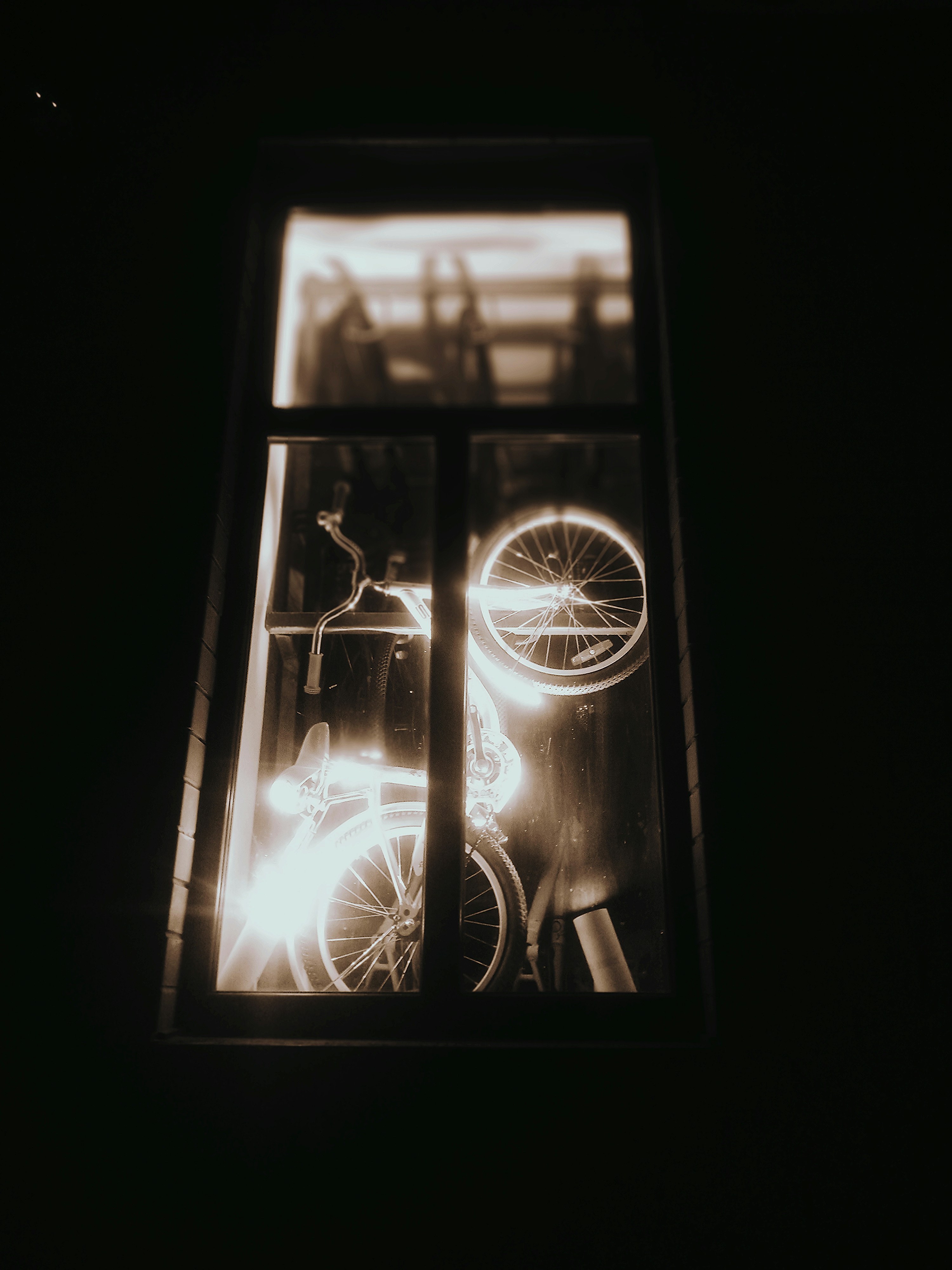 a window that has some lights in it