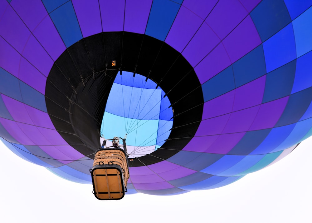 a large hot air balloon flying in the sky