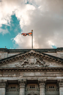 a building with a flag on top of it