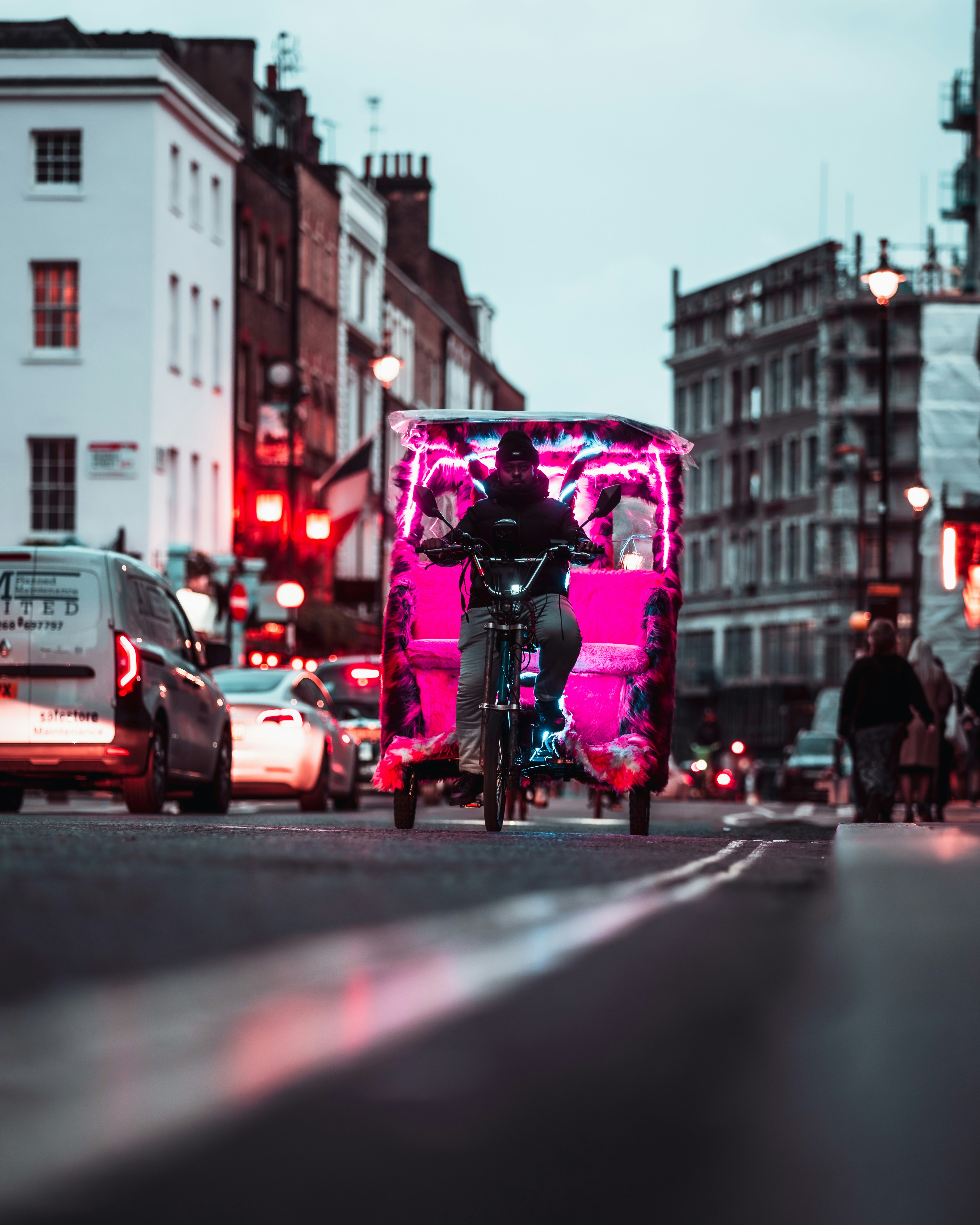a person riding a motorcycle on a city street