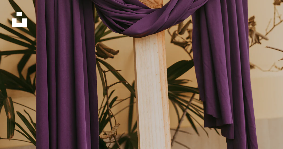 A cross with a purple cloth draped over it photo – Free Christian ...