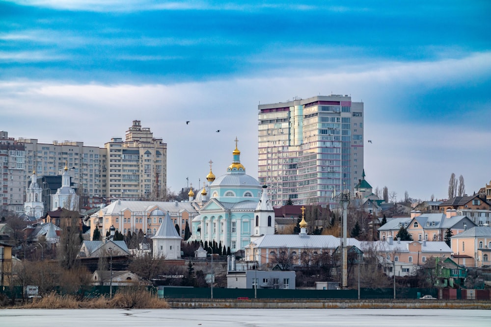 a view of a city from across the water