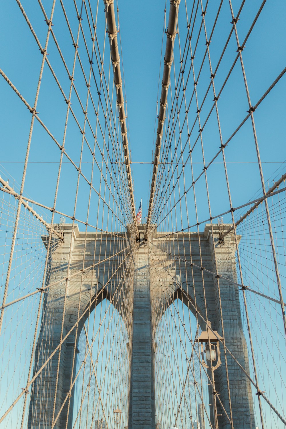 a view of the top of the brooklyn bridge