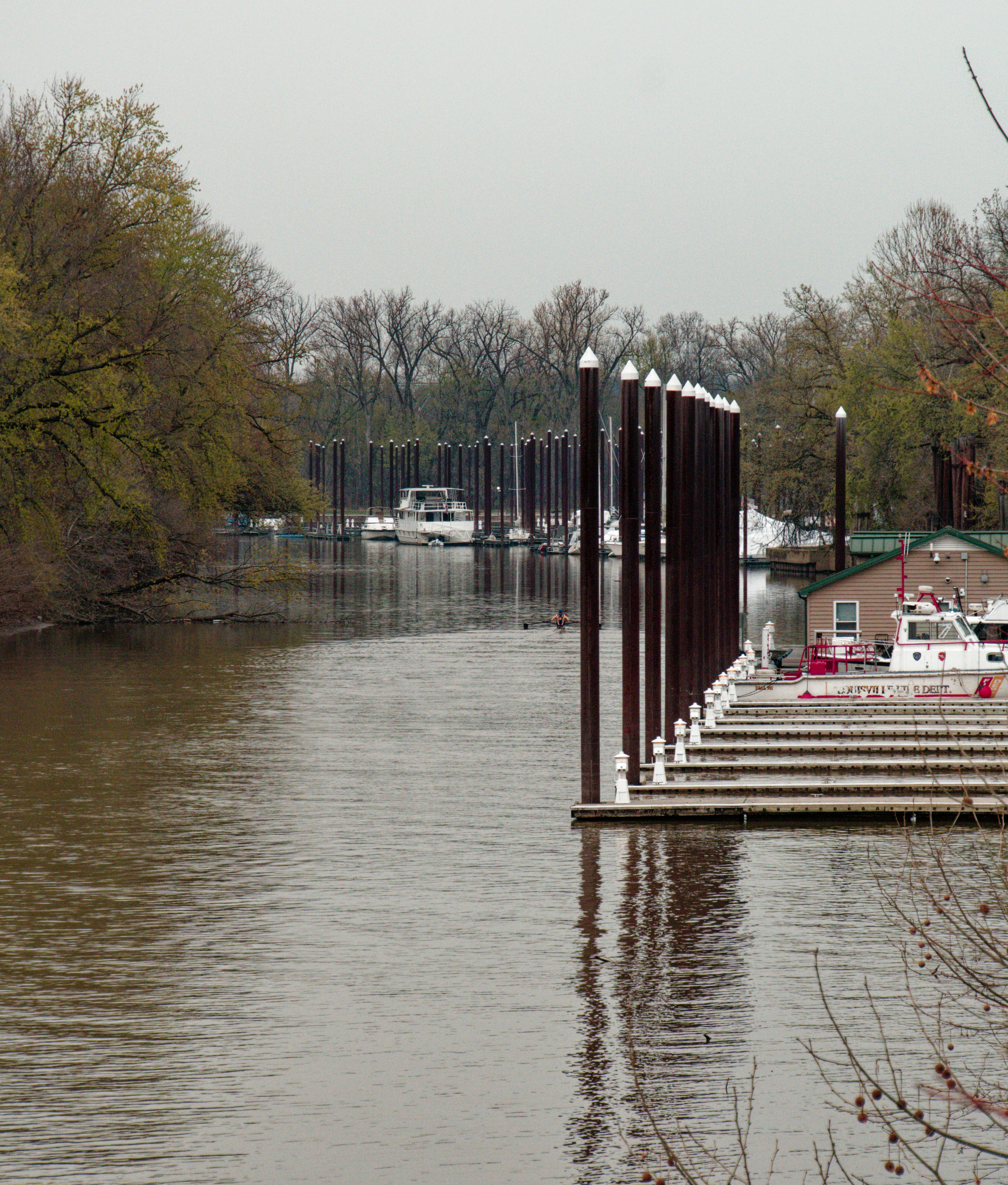 a row of benches sitting next to a body of water
