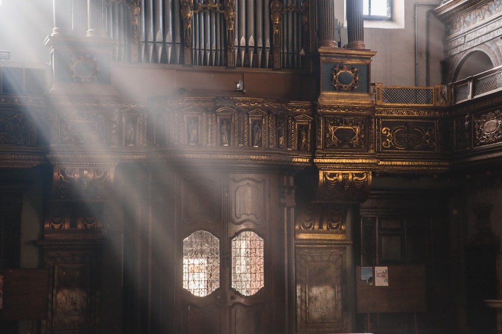 sunlight streaming through the windows of a church