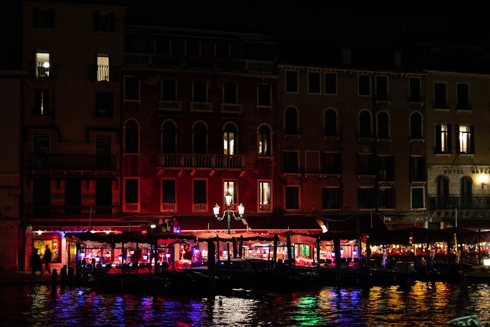 a boat in a body of water at night