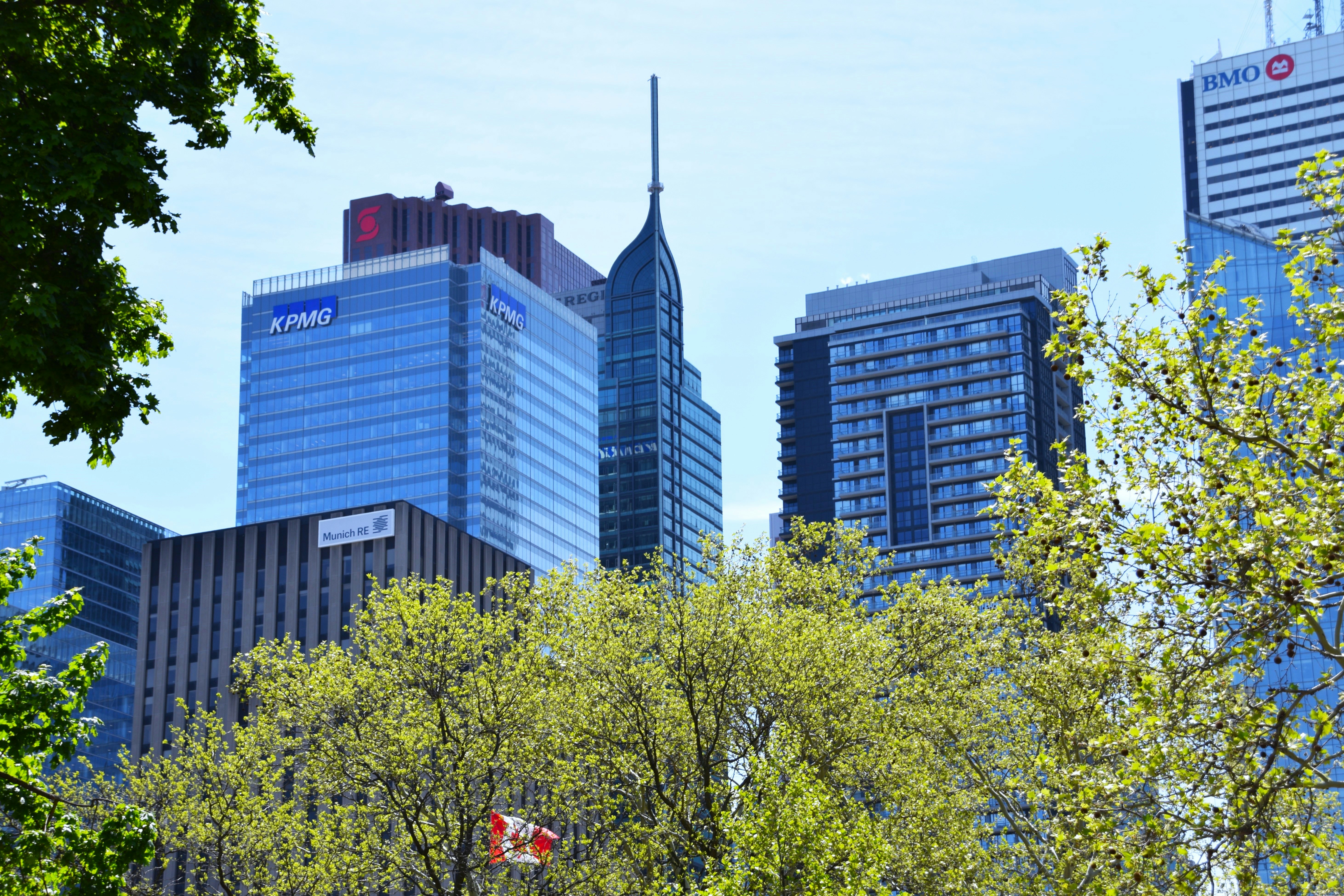 a view of some very tall buildings in the city