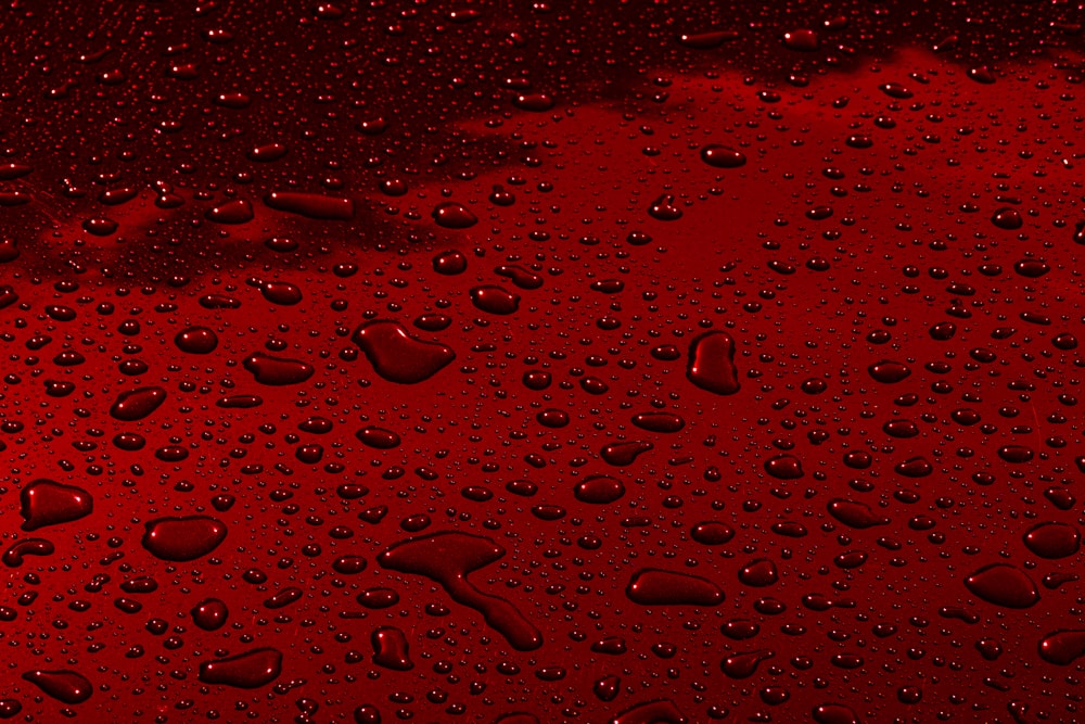 drops of water on a red surface