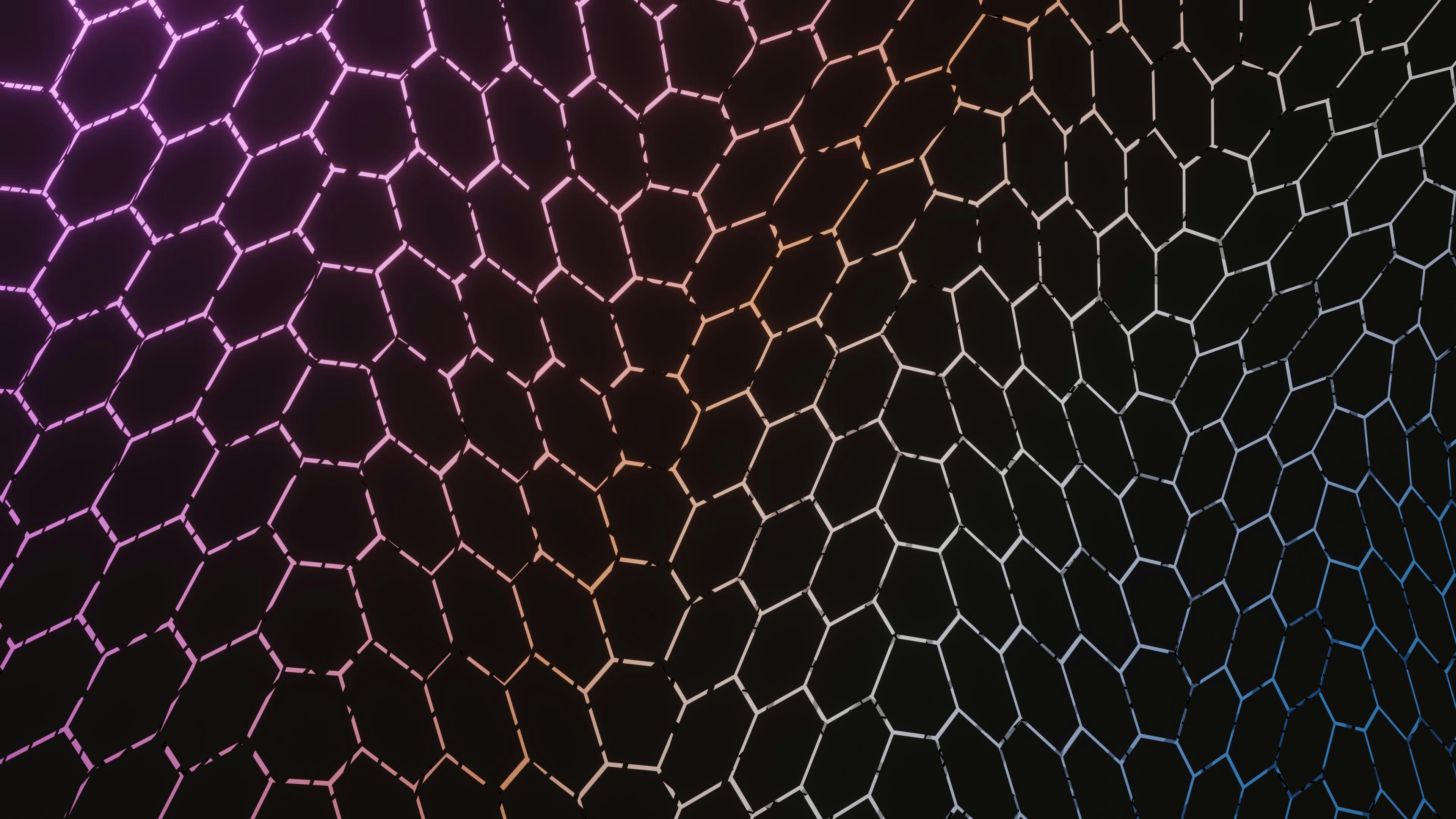 a black background with a purple and blue pattern