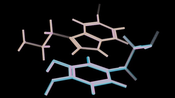 a group of three different structures on a black background