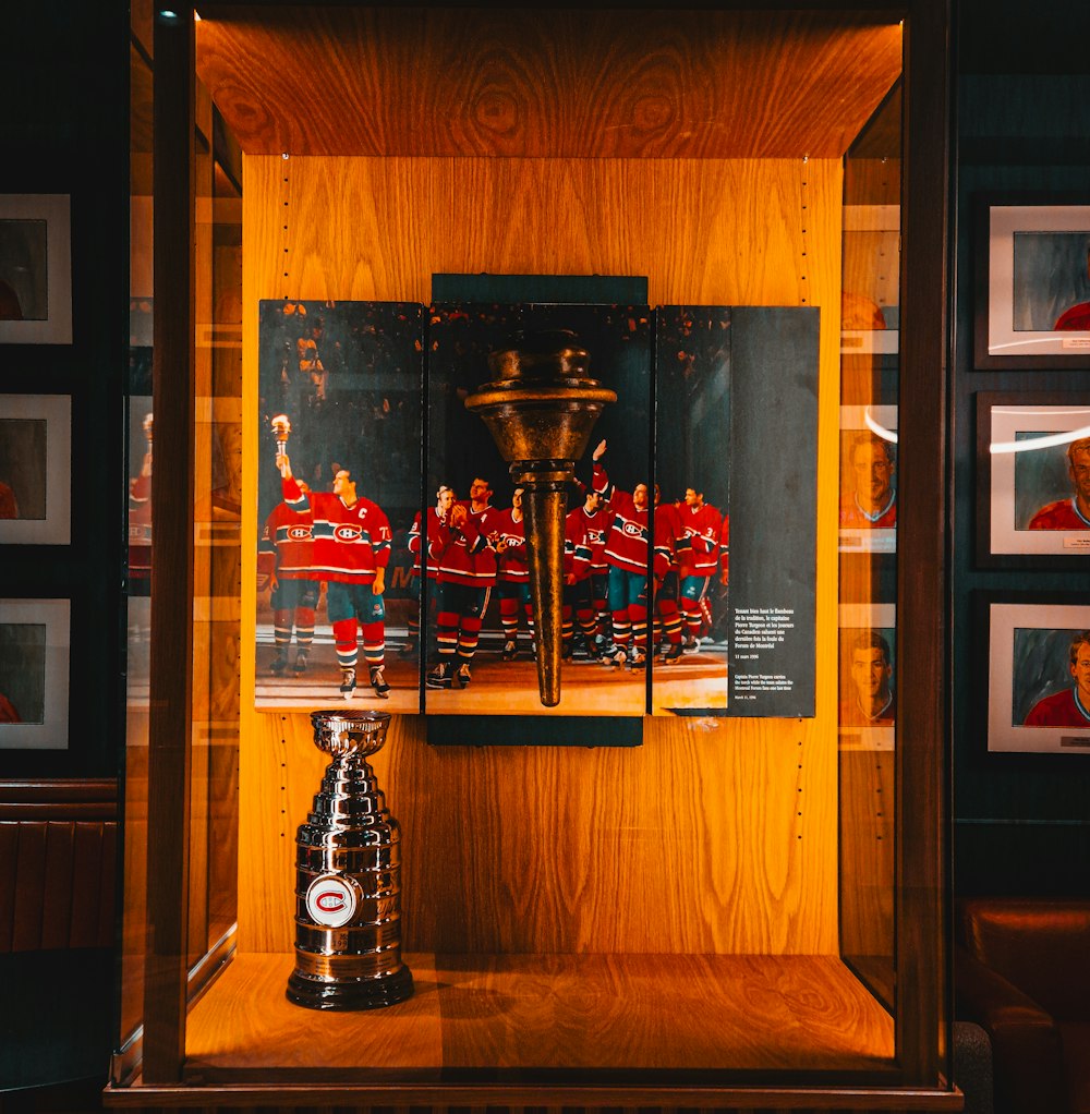 a picture of a hockey trophy in a case