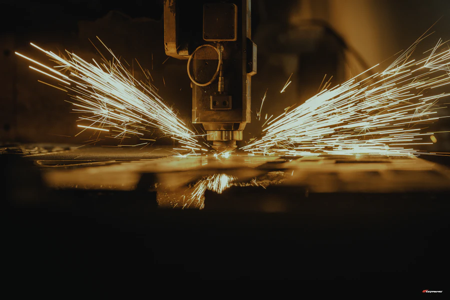 Close-up of CNC machining removing metal from a workpiece