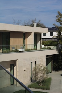 a modern house with a balcony and balconies