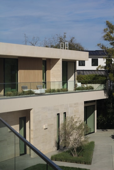 a modern house with a balcony and balconies